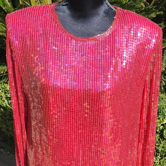 Valerie Stevens Tops - VALERIE STEVENS Women’s Vintage Red Sequin Top!!
